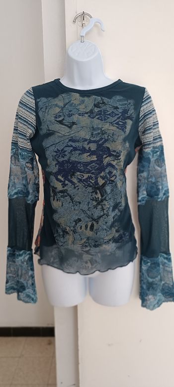 T-shirt manches longues bleu taille M
