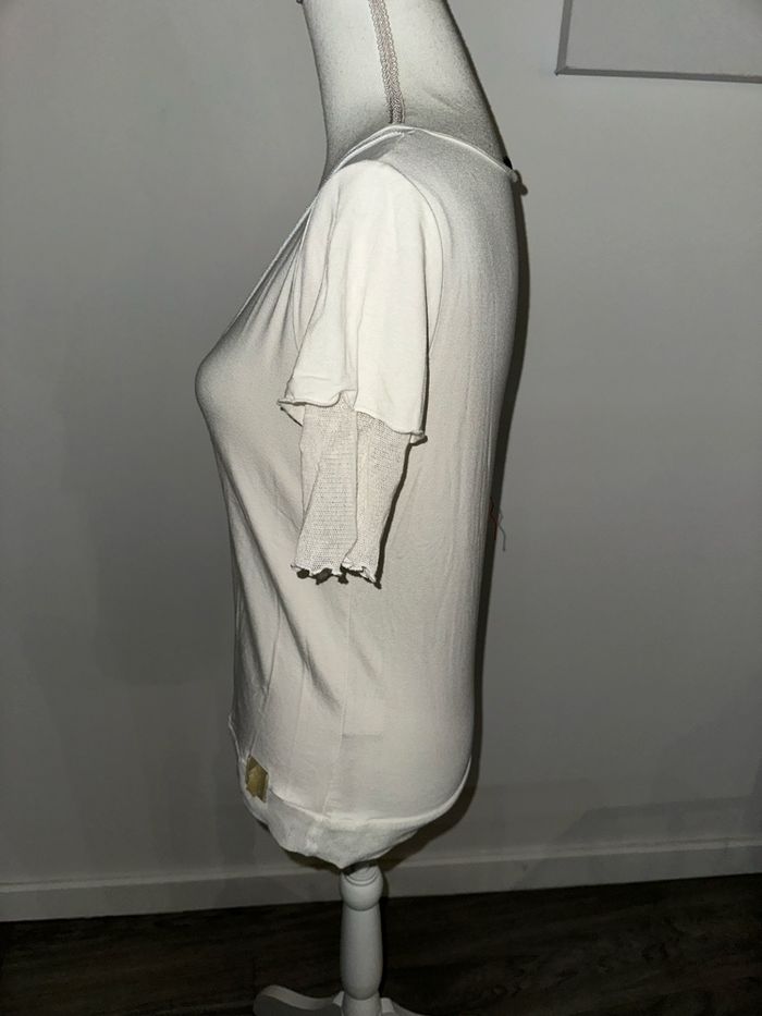 T-shirt blanc et rouge mesh et tulle Cop Copine T38 M - photo numéro 7