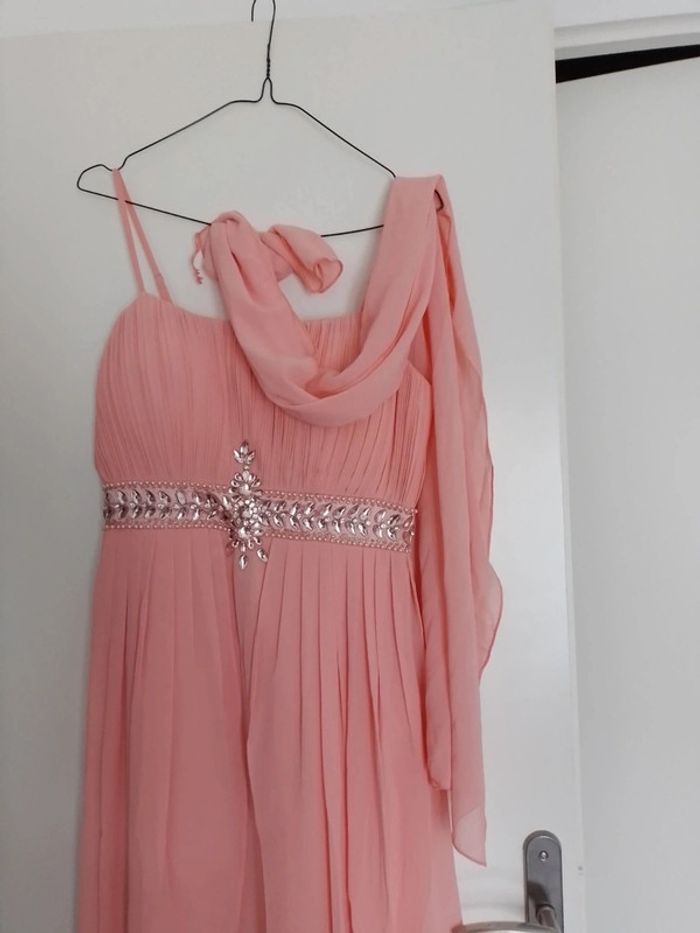 Robe de soirée / mariage rose + châle T38 - photo numéro 3