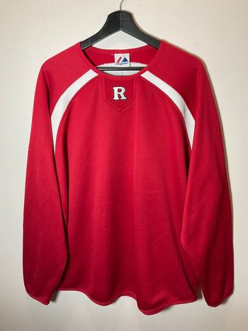 Sweat long à col rond pour homme Majestic Rutgers Scarlet Knights rouge taille XL 190