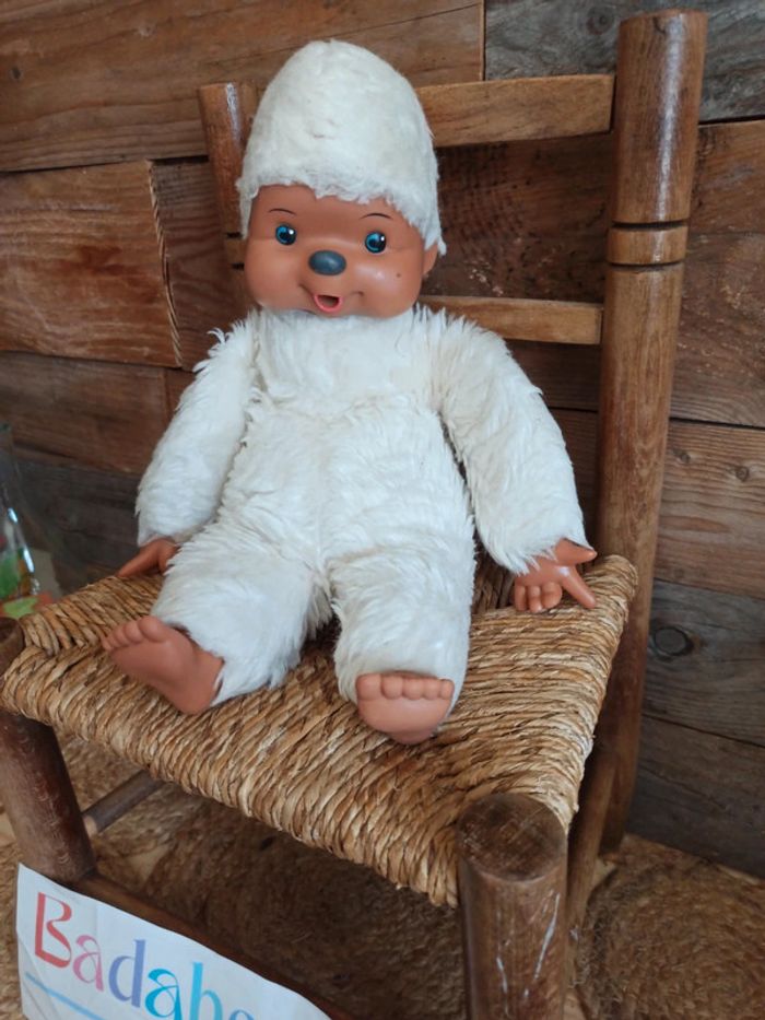 Peluche singe tiemi kiki blanc tbe vintage - photo numéro 2