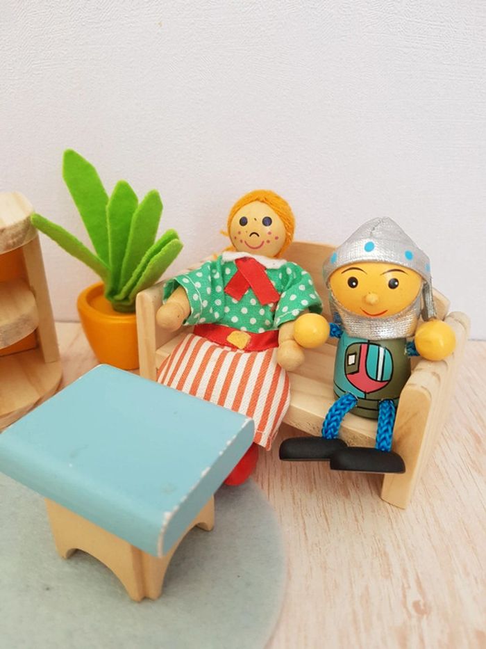 Chambre d'enfant avec lit toboggan et mobilier en bois maison de poupée - photo numéro 8