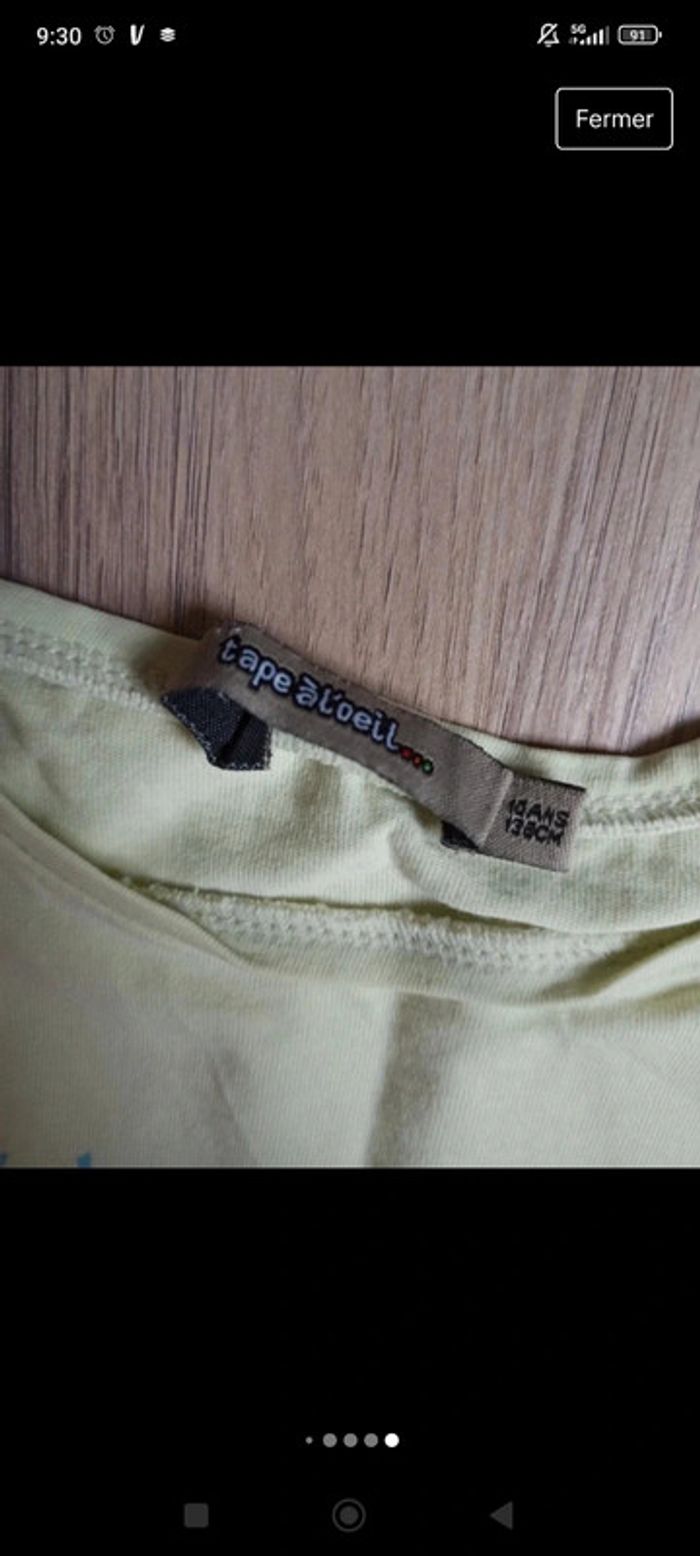 Lot de 3 t-shirts t-shirt violet-gris NKY t-shirt rose Okaïdi t-shirt vert tape à l'oeil 10 ans - photo numéro 8