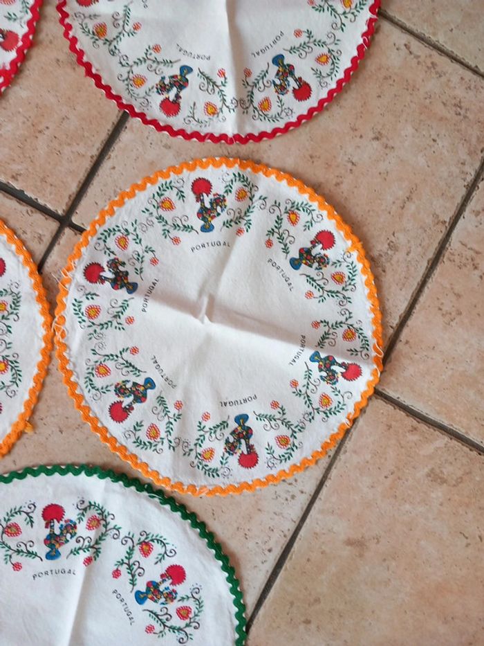 🌸lot 5 napperons coton Portugal - photo numéro 4