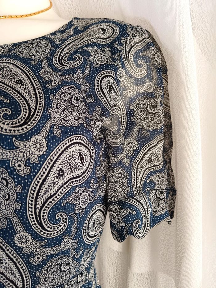 Claudie Pierlot | Robe Rizalde  bleu Et noir | t. 36 - photo numéro 3