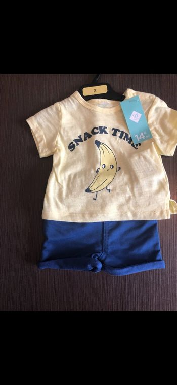 Ensemble tee-shirt short garçon tex baby 60 cm 3 mois