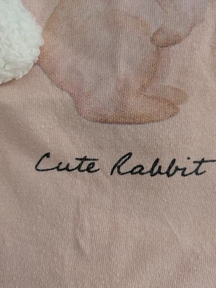 T-shirt Vertbaudet Rose "Cute Rabbit" avec Pompon - 3 Ans - (Taché) - photo numéro 4