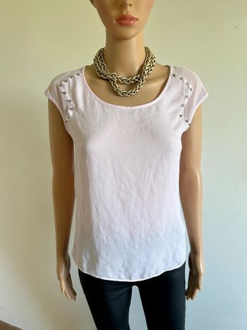 Blouse rose claire à manches courtes Morgan taille 36 TBE