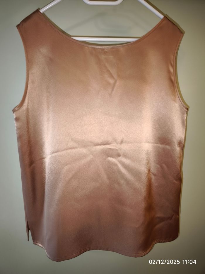Blouse fluide doré/or satin vintage  44 - photo numéro 4