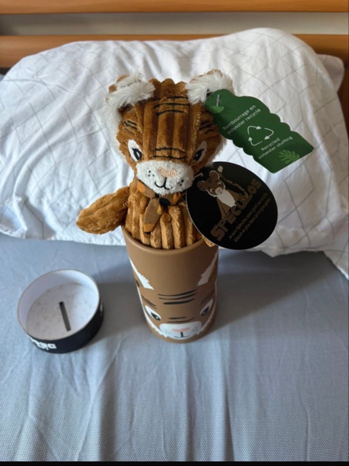 Peluche les deglingos spéculos le tigre avec boite cadeau - photo numéro 6