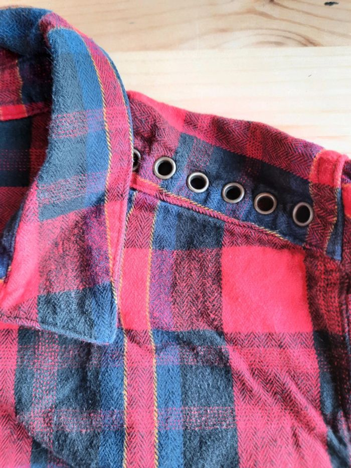 Chemise à carreaux rouge/bleu marine Amisu taille M - photo numéro 3
