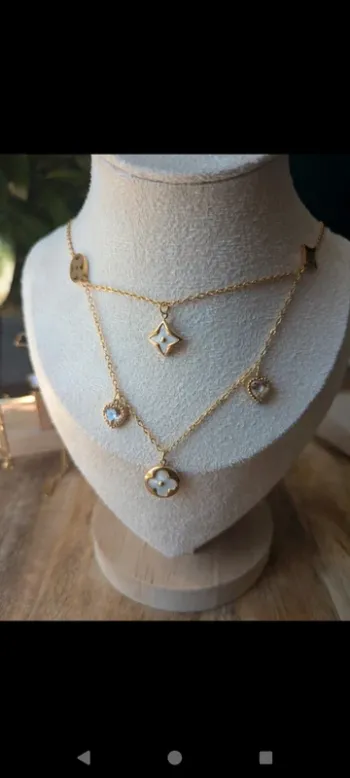 Collier double chaîne ras de cou et long tendance