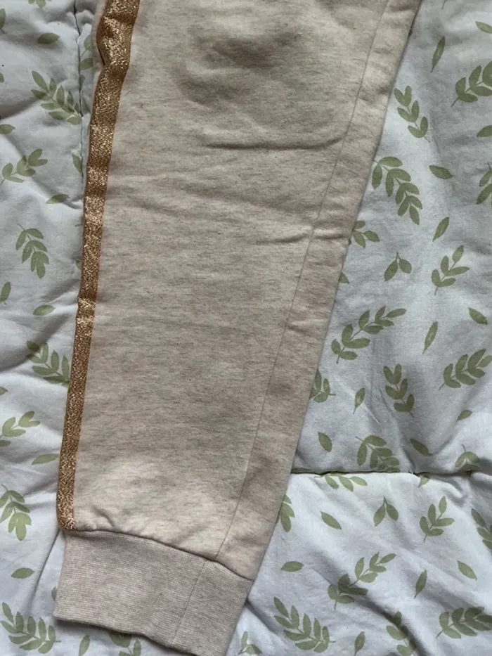 pantalon beige bande a paillettes lien de serrage grain de blé 9 ans - photo numéro 6