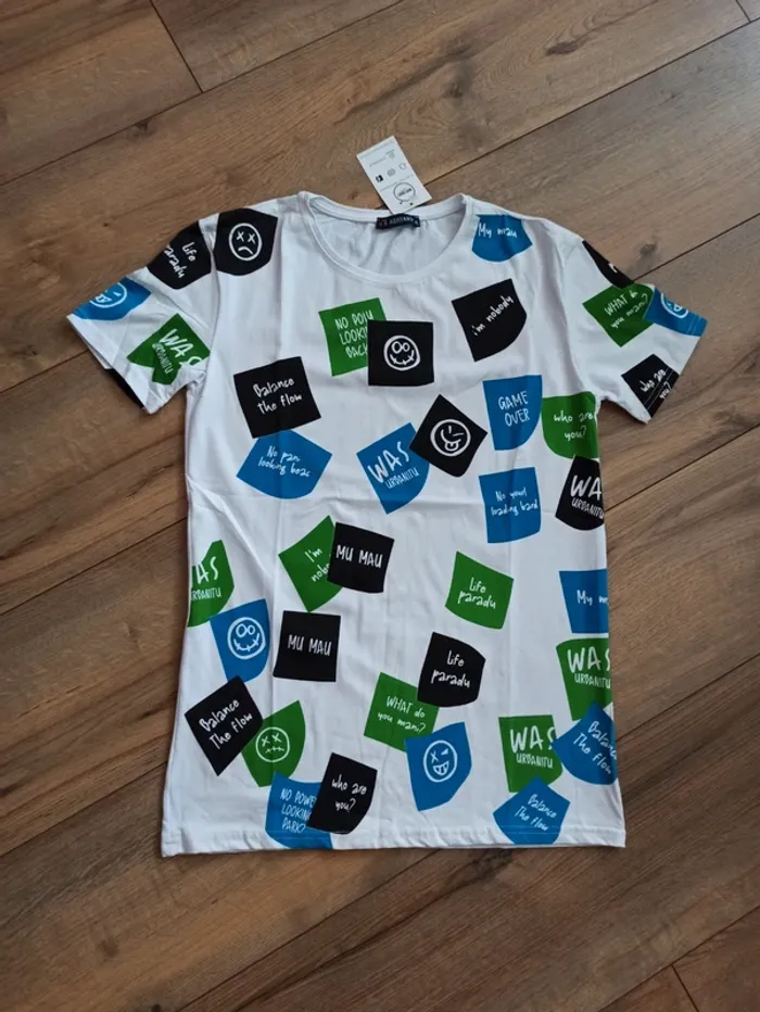 Tee shirt blanc homme manches courtes M