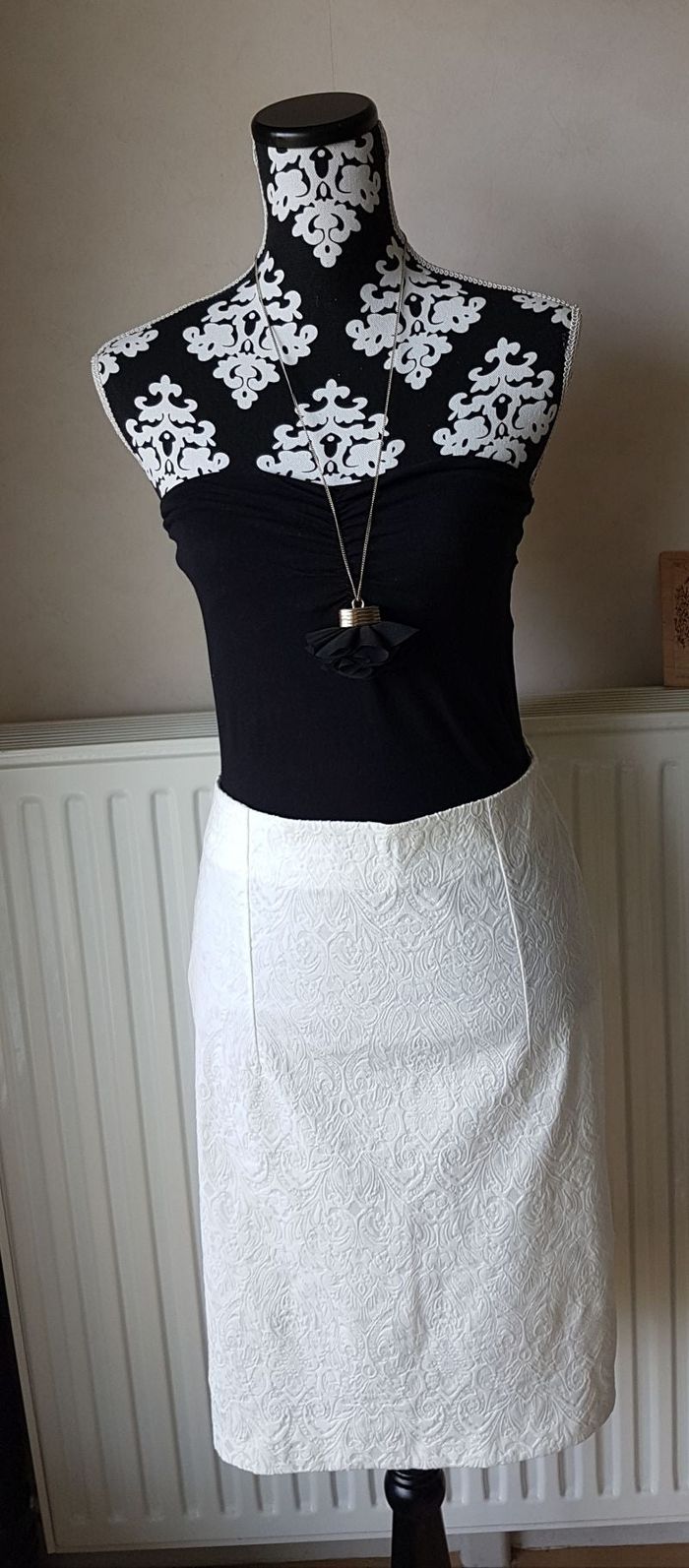 Jupe droite, Camaïeu, crème, taille: 38