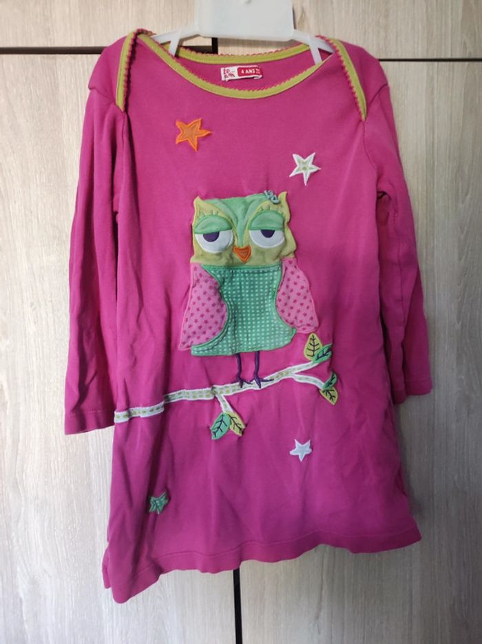 Chemise de nuit rose hibou / Du pareil au même - 4 ans - photo numéro 4