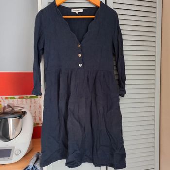 Robe manches 3/4 en coton mousseline