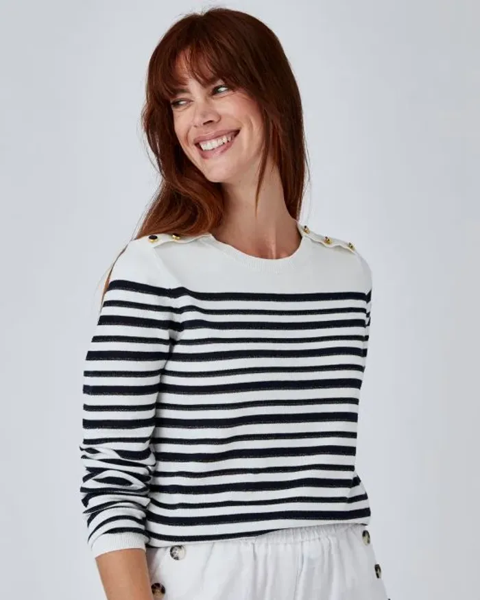Rayé marine - Pull Marinière rayures brillantes – rayé marine – 46/48 - Damart