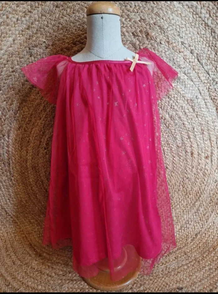 Jolie robe rose à motifs étoiles fille tex 36 mois - photo numéro 2