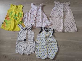 Lot robes/combishort fille - 12 mois