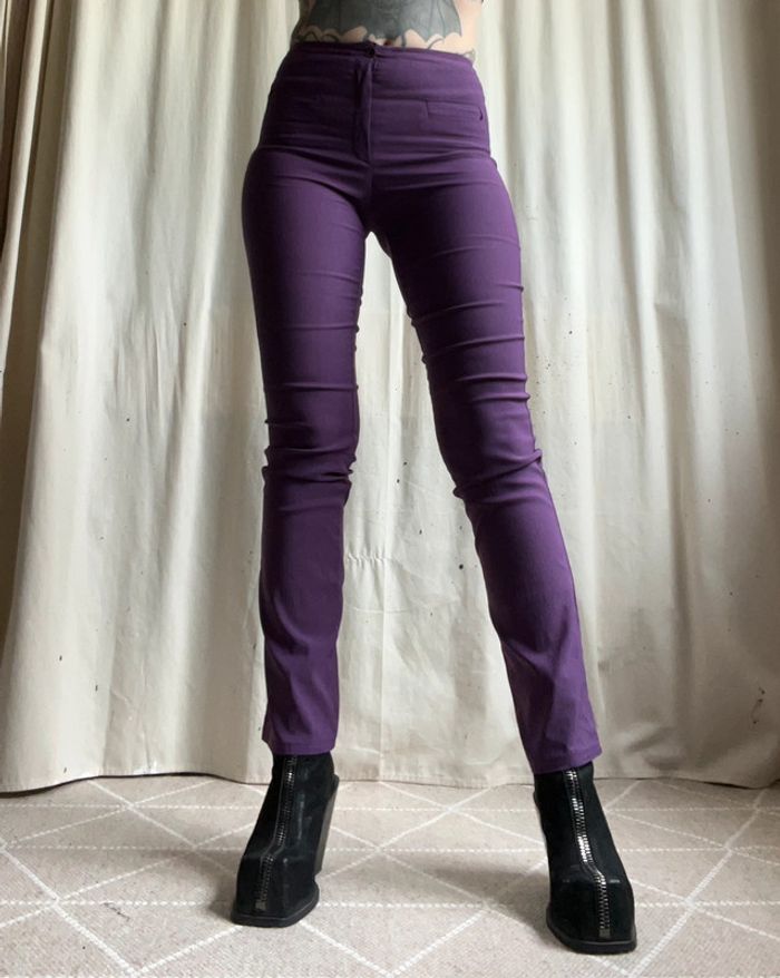 Pantalon moulant violet Officecore vintage made in France Whmisical - Taille S/M - photo numéro 4