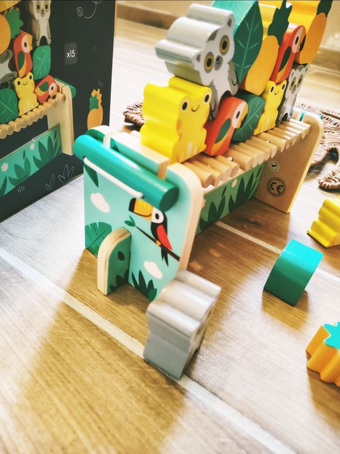 🦜Jeu d'équilibre Tropical Tropik pont suspendu animaux en bois marque Janod - photo numéro 3