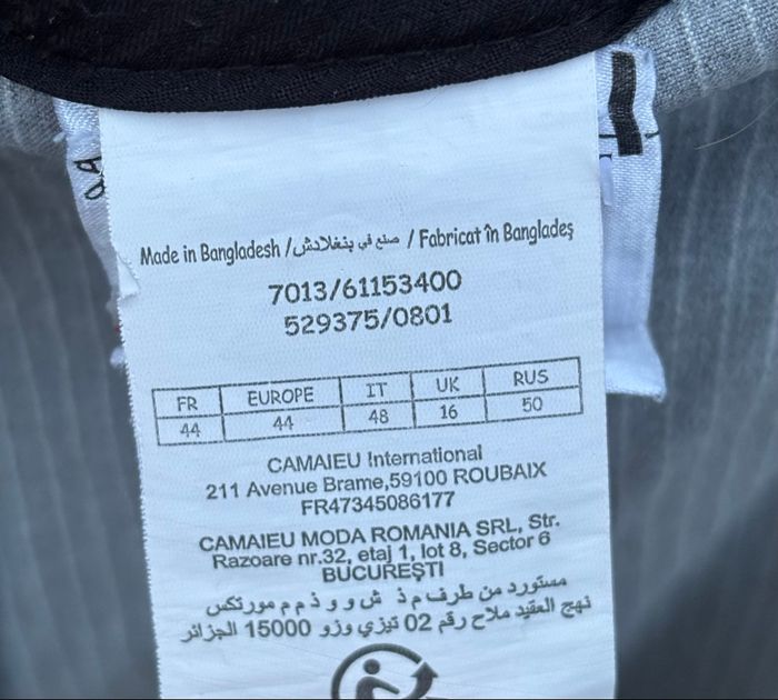 🤍 Pantalon à fines rayures gris et blanc – Camaïeu – Taille 44 - photo numéro 6