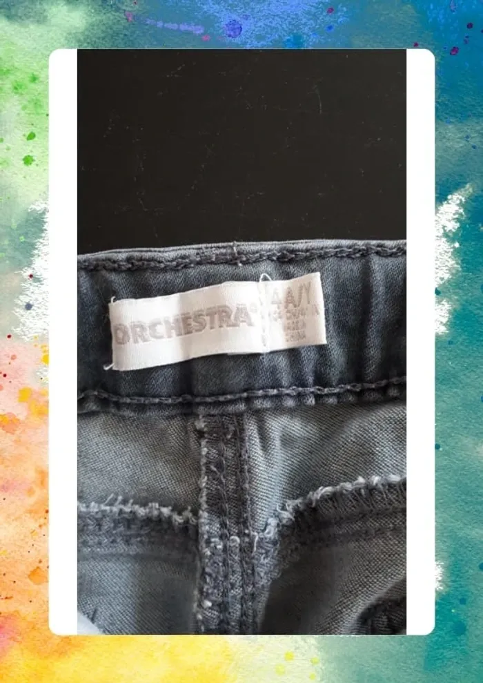 Joli jeans perlés agrémenté de sequins taille ajustable - photo numéro 6