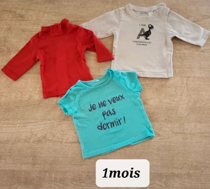 Maillots manches longues et 1 manches courtes bébé 1mois