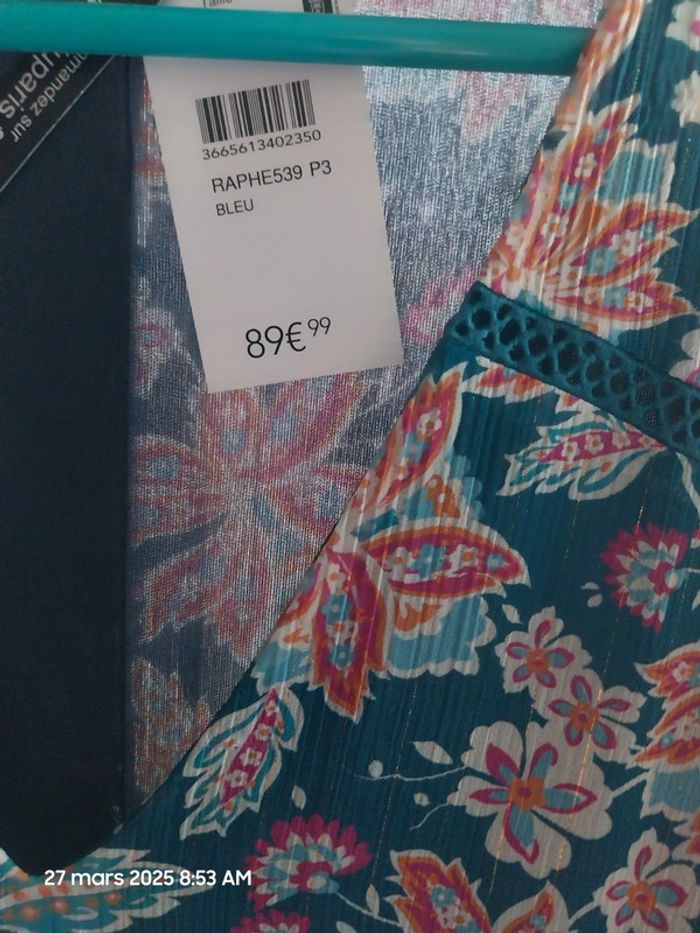 Robe courte imprimé à fleurs BLEU - RIU PARIS - TAILLE 46 - photo numéro 6