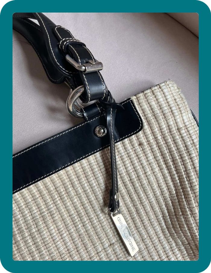 Sac à main cabas paille et cuir vintage - Anne Fontaine - photo numéro 9