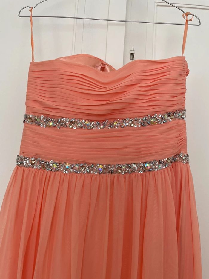 Robe bustier de soirée corail - photo numéro 5
