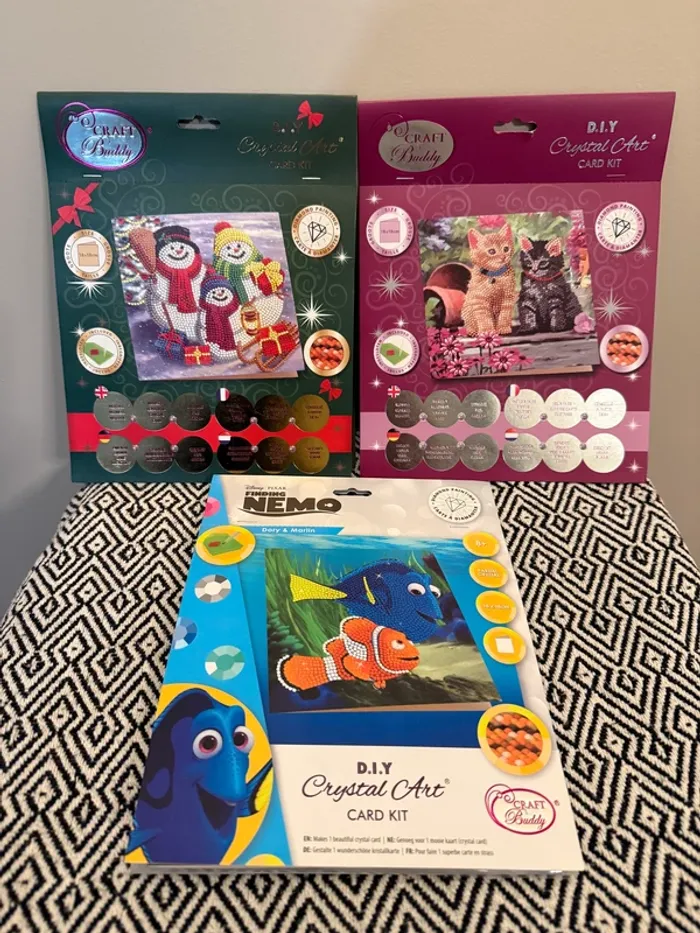 Craft Buddy Crystal Art - 3 cartes à diamanter - 8 ans et +