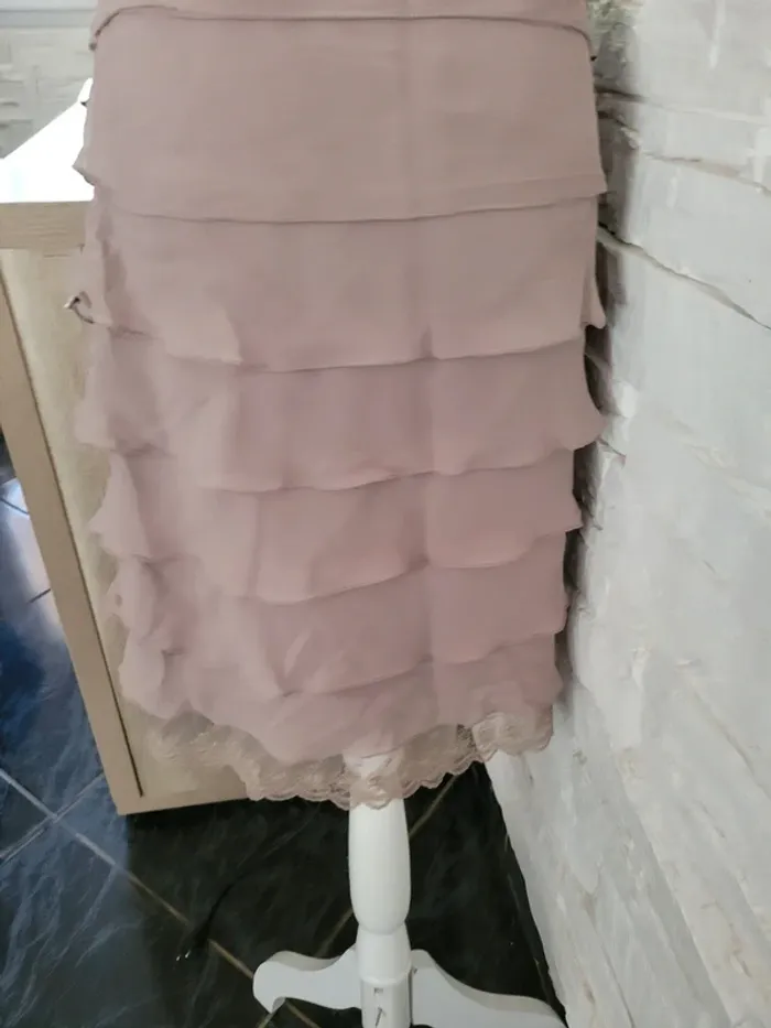 Robe taupe 36 en soie à volant - photo numéro 8