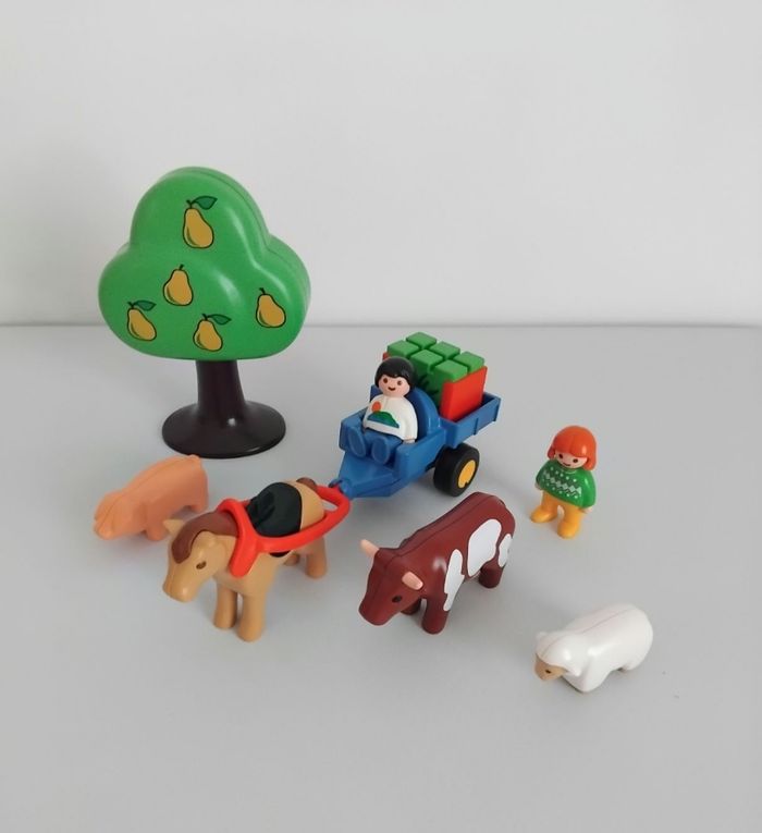 PLAYMOBIL 123 Animaux de la Ferme et Charrette 6620 Complet 🐄🐖 - photo numéro 2