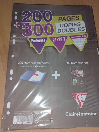 Lot de 200 feuilles+ 300 copies doubles Clairefontaine neuf
