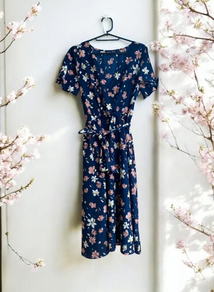 🎀 Robe longue femme florale bleu marine taille M🎀