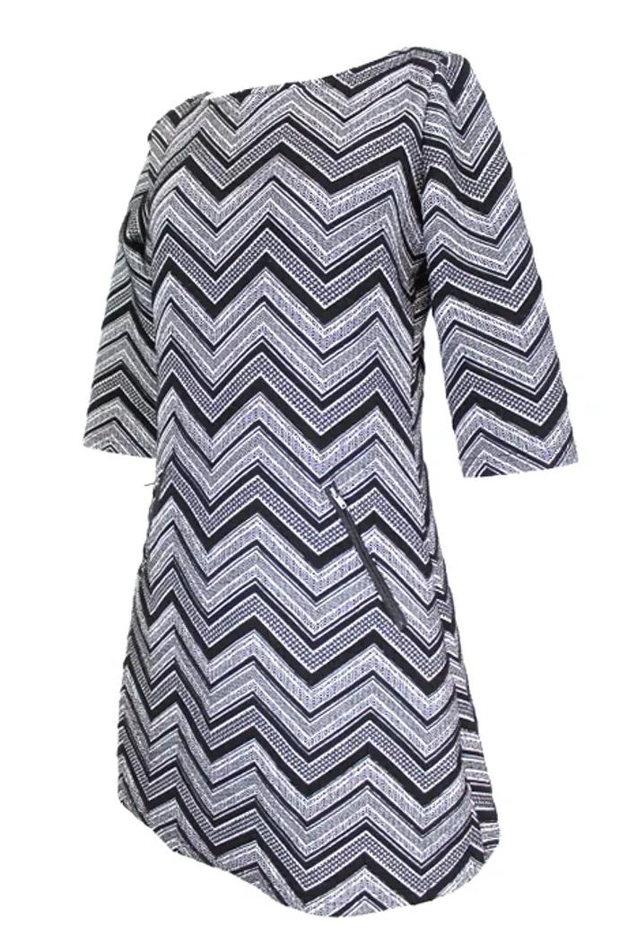 Robe Droite Vegas - Motif Chevron Noir & Blanc - photo numéro 2