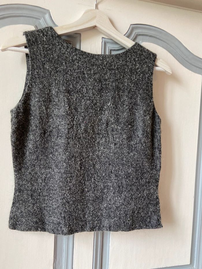 Top sans manches façon Tweed gris taille 40