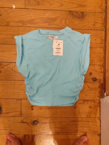 Crop top Bershka M coton turquoise neuf