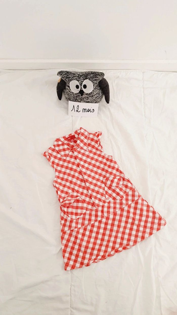 Robe à carreaux rouge et blanc bébé fille 12 mois