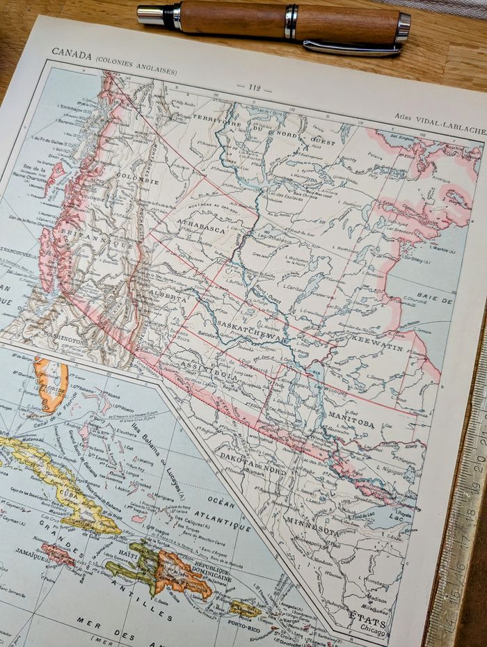 Imprimée en 1903, Le Canada anglais et colonies anglaises, Vintage Authentique (cadre non inclus ) - photo numéro 8