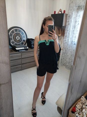 Combishort femme noire et bleu t36