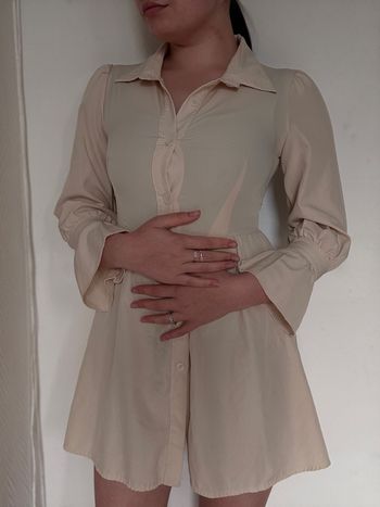 Robe chemise jaune pastel fluide manches voile été