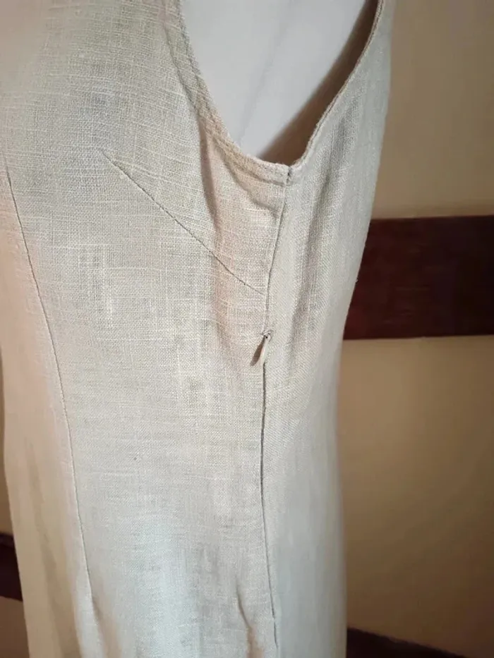 Robe longue beige tissu chanvre/lin - photo numéro 8