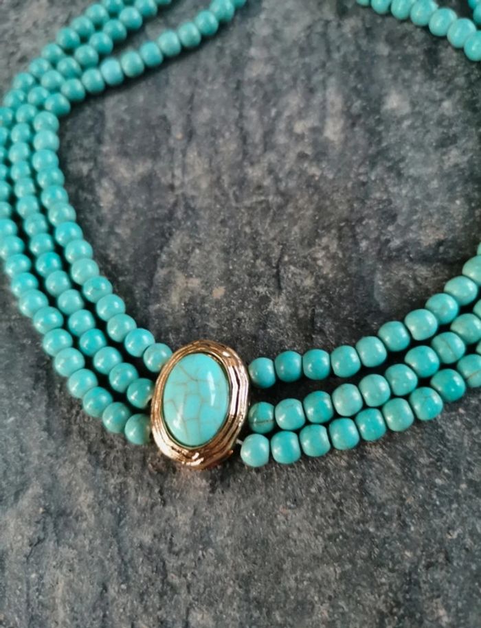 A34 Collier ras de cou sexy turquoise bohème - photo numéro 3
