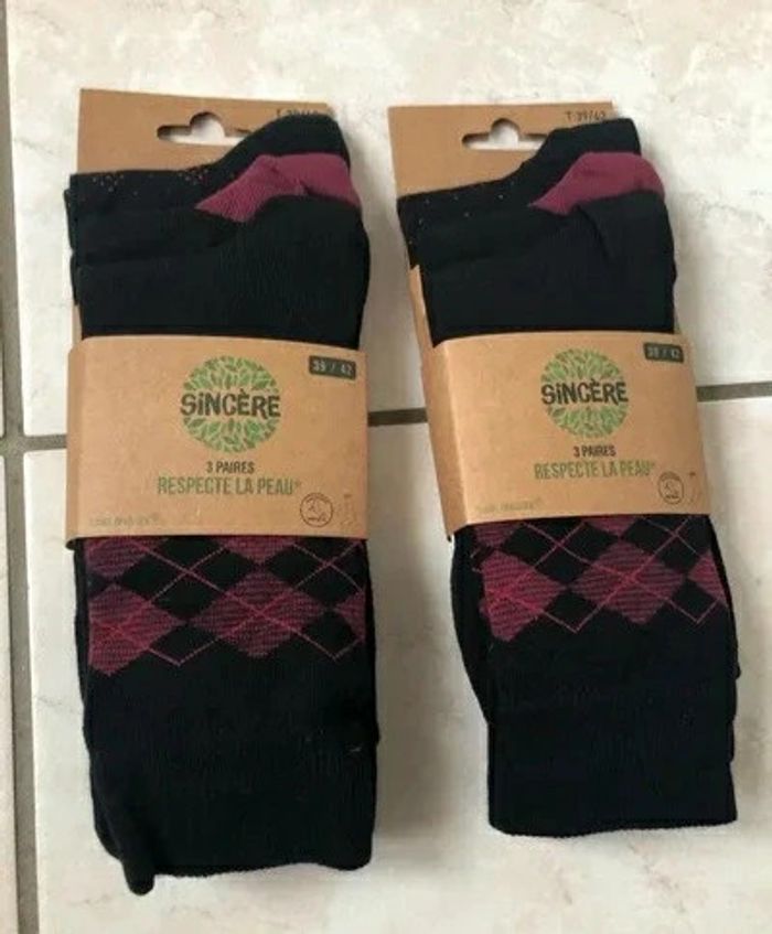 Lot de 6 paires de chaussettes Sincere Multicolore coton taille 39/42 neufs ds emballage