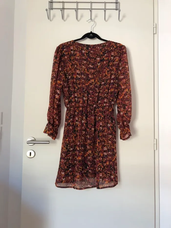 Robe courte à manche longues motifs fleurs orange rose Rue des Abbesses taille 2 - photo numéro 10