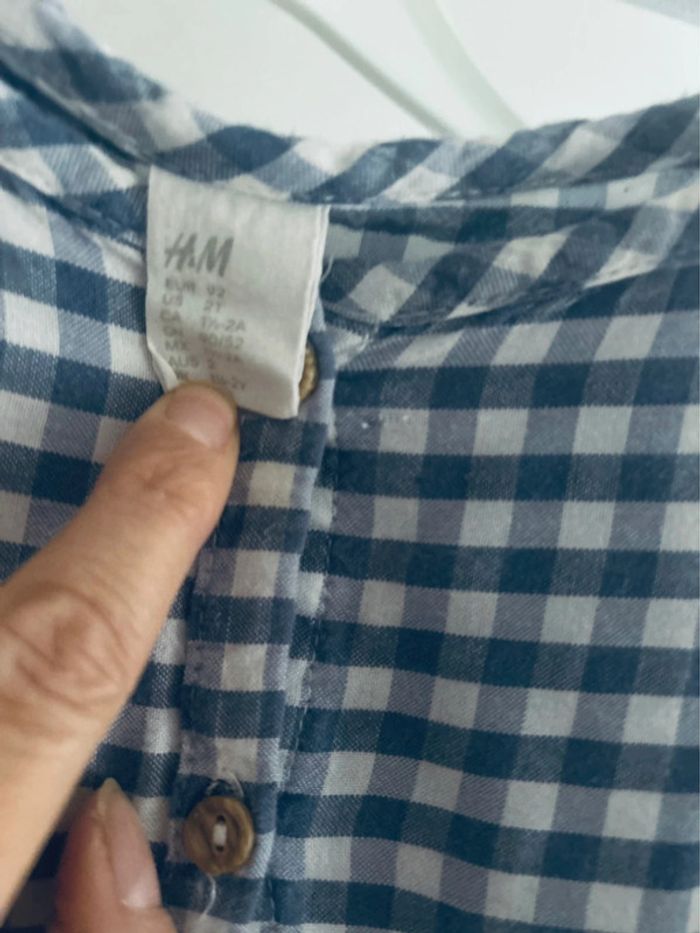 Jolie Robe Vichy bleu et blanche taille 92cm - photo numéro 3