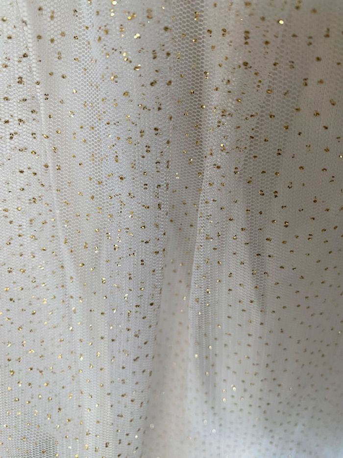 Robe Petit Bateau blanche et dorée à rayures avec jupe en tulle et paillettes taille 10 ans - photo numéro 15